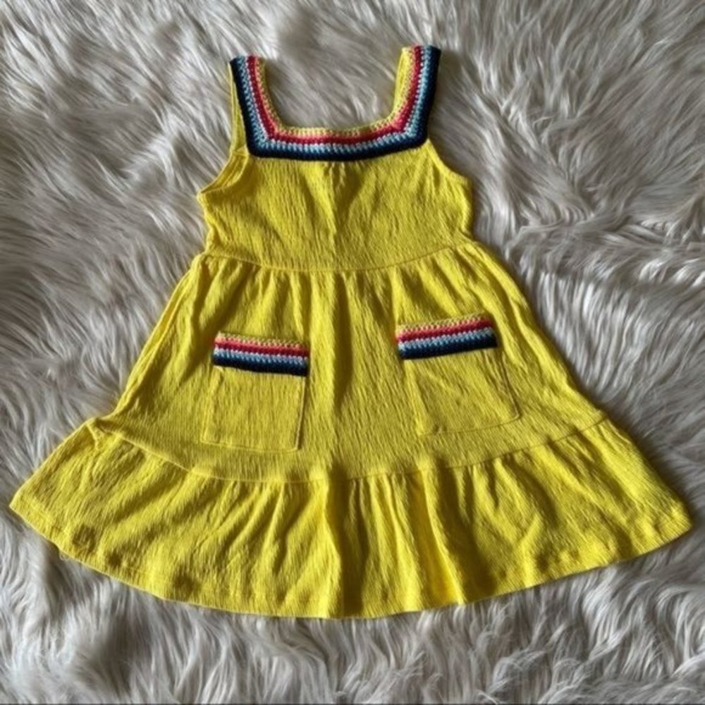 EPIC THREADS Sz 2T Yellow Rainbow Knitted Neckline Tiered Dress